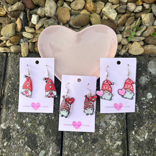 Valentines Gnome Earrings