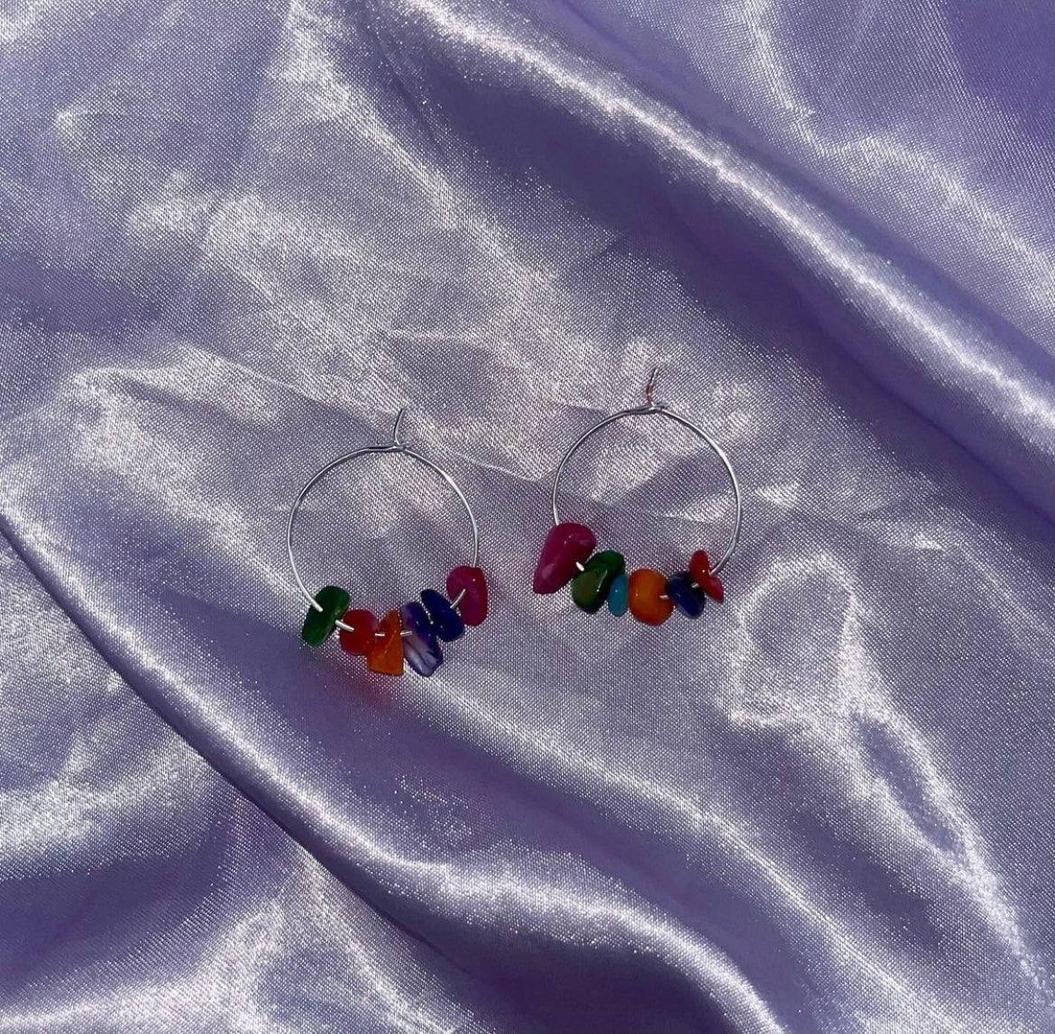 Gem Stone Hoop Earrings