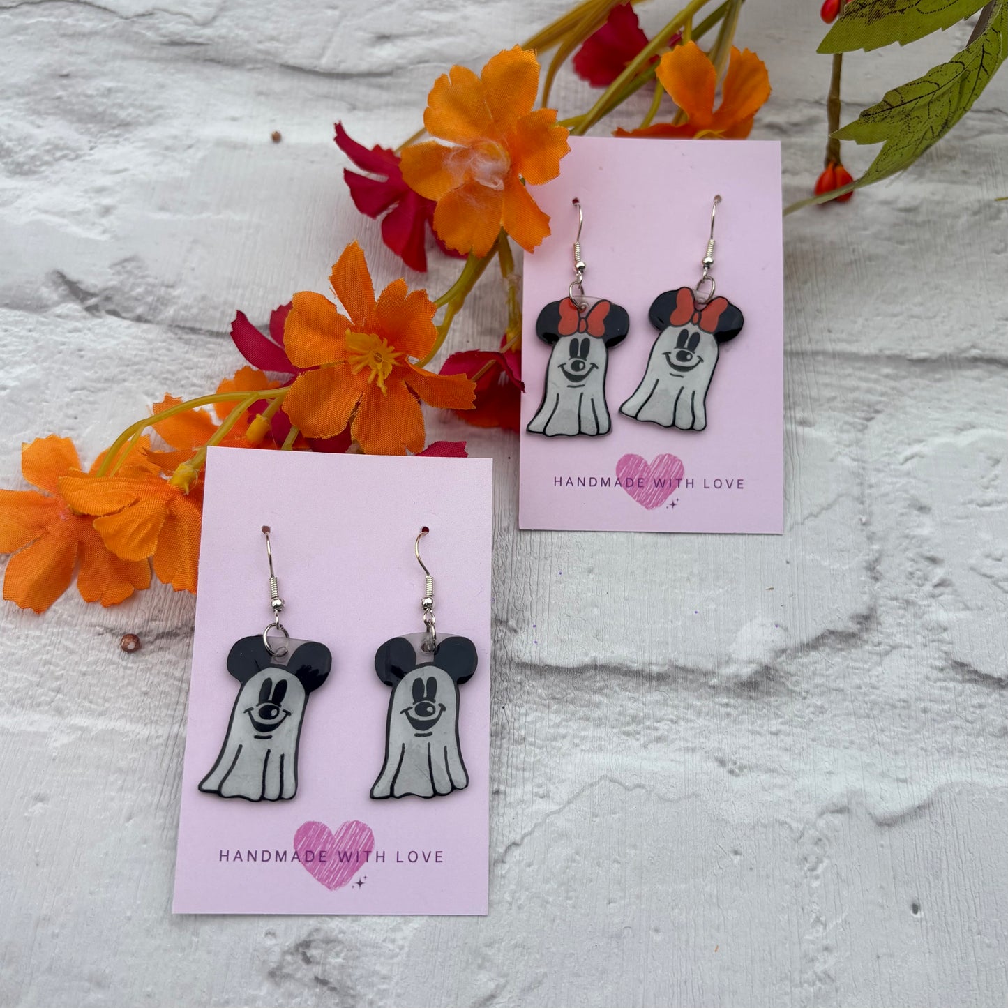 Ghost Mickey&Minnie Earrings