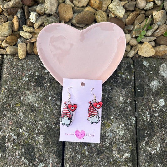 Valentines Gnome Earrings