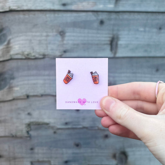 Pumpkin Spice Latte Stud Earrings