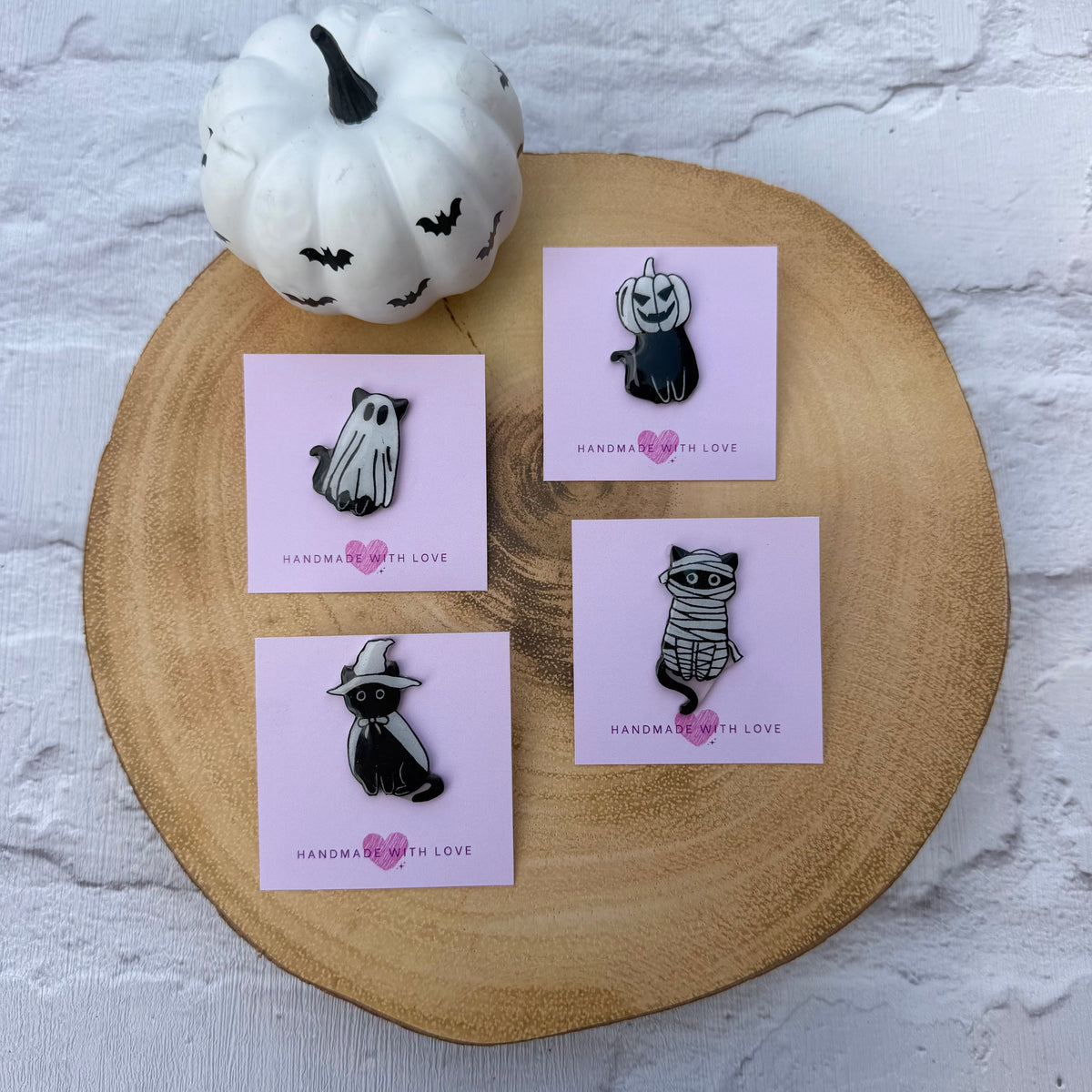Black Cat Halloween Pin Badges