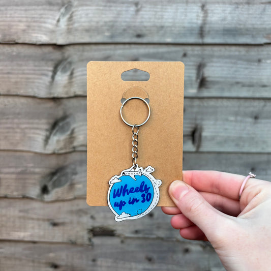Wheels Up In 30 Keyring