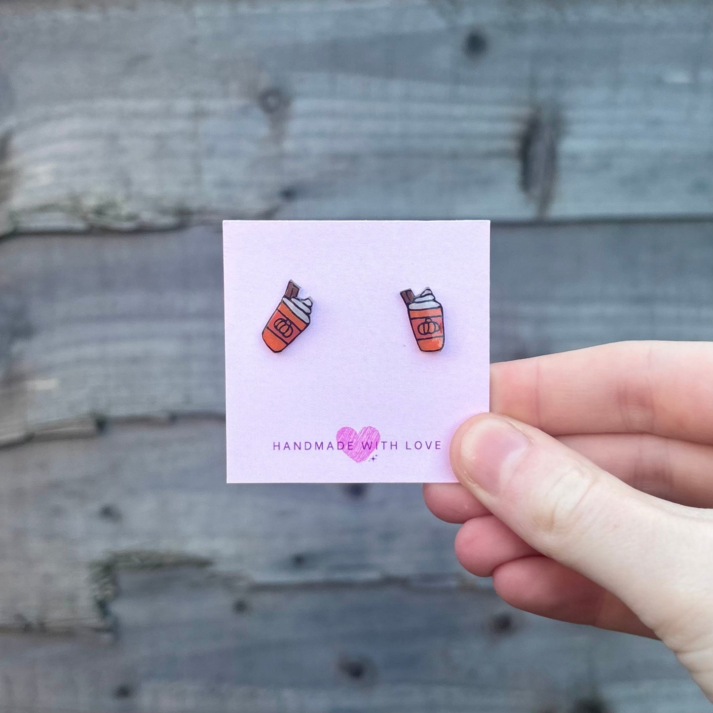 Pumpkin Spice Latte Stud Earrings