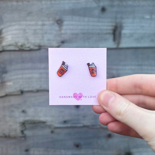 Pumpkin Spice Latte Stud Earrings