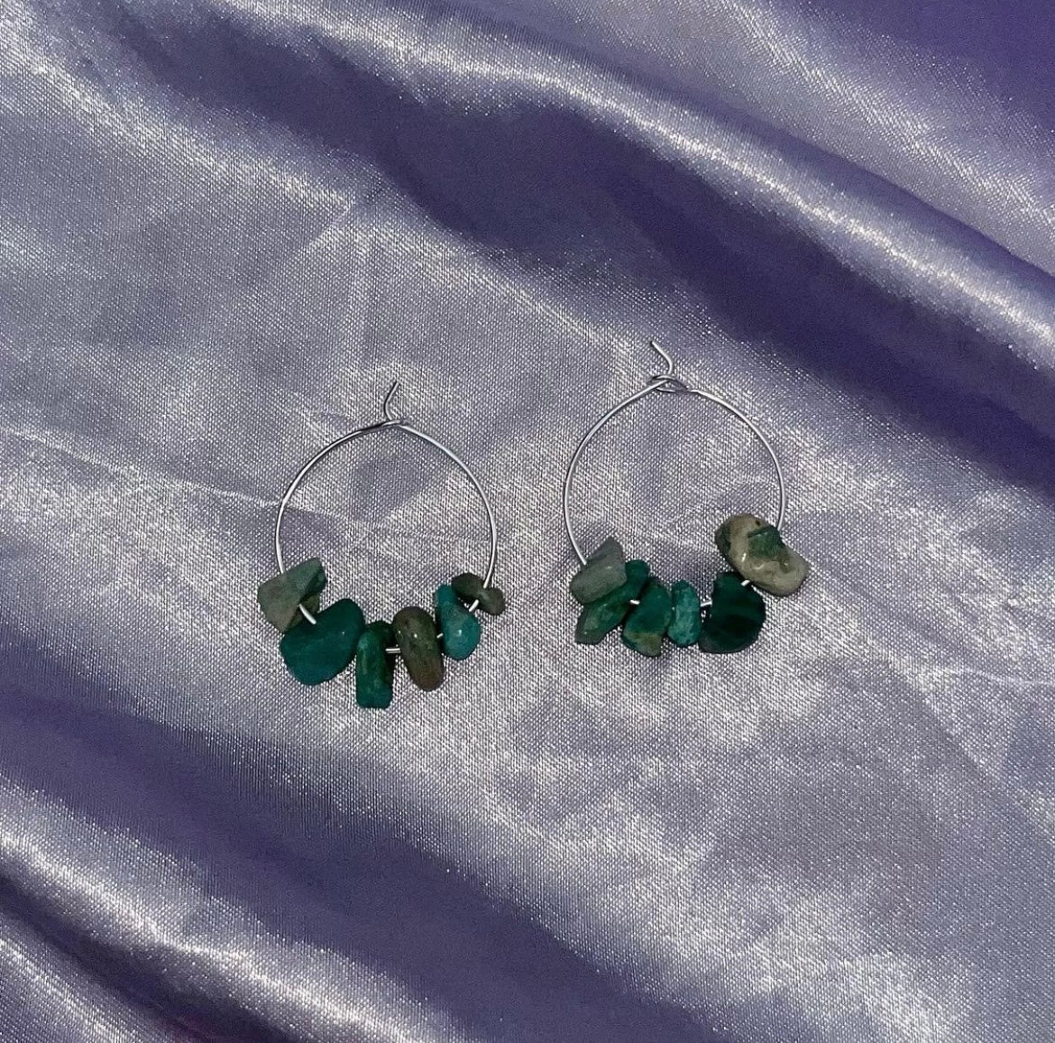 Gem Stone Hoop Earrings