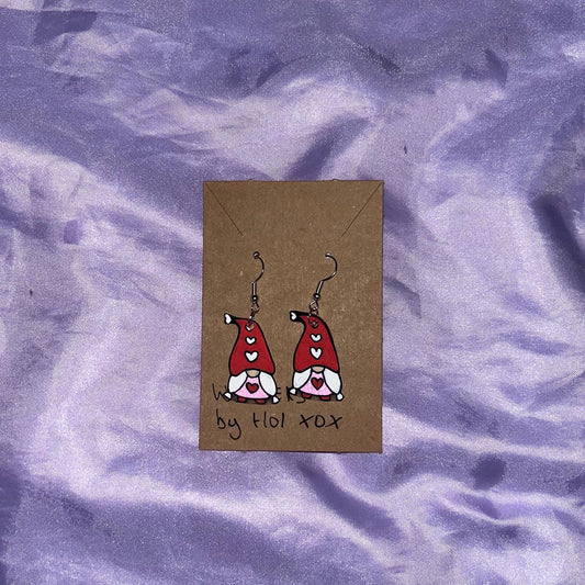 Valentines Gnome Earrings