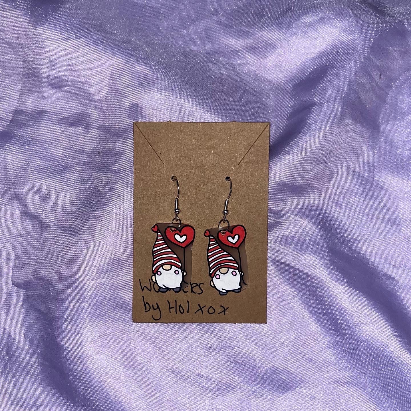 Valentines Gnome Earrings